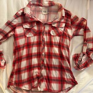 rebels Red & White Plaid Button-Front Shirt